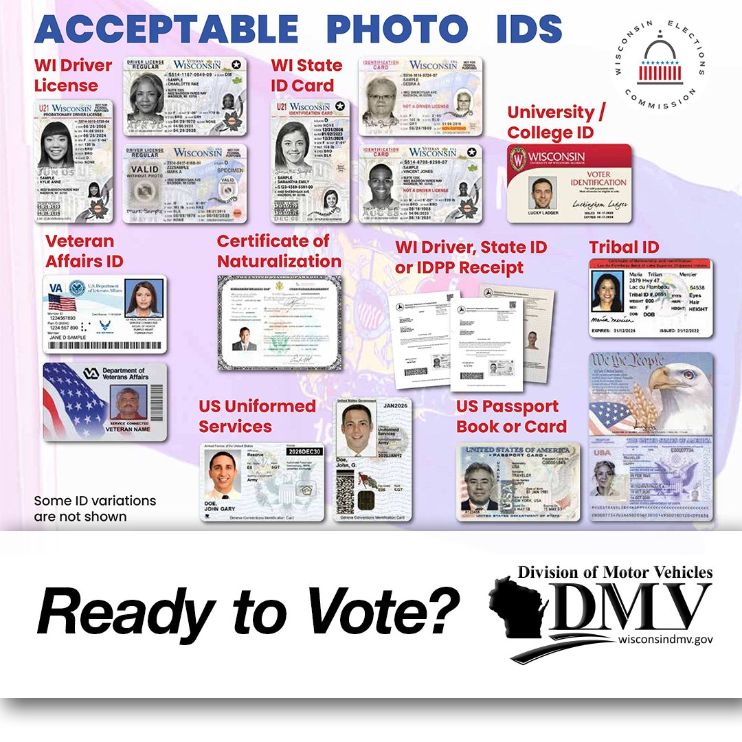 WisconsinDOT's tweet image. If you're heading to the polls today for the Spring Primary Election, you can show your regular driver license or ID. A federally compliant REAL ID is not necessary. 

#ElectionDay #WIvote