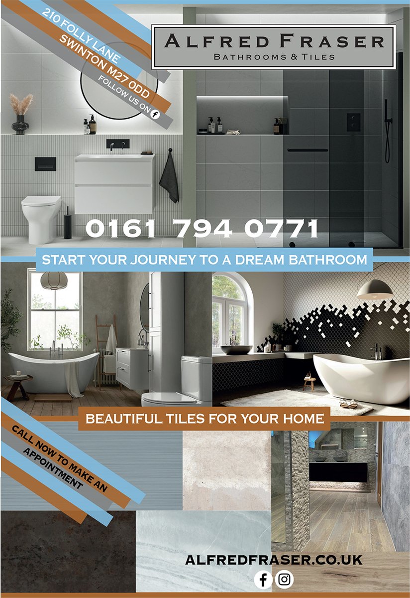 Home Improvement Season with ALFRED FRASER

Are you looking to upgrade your Bathroom this spring?

Take a look at Alfred Fraser for some design inspiration.

Specialising in Bathrooms and Tiles

Visit their showroom on Folly Lane, Swinton or
alfredfraser.co.uk