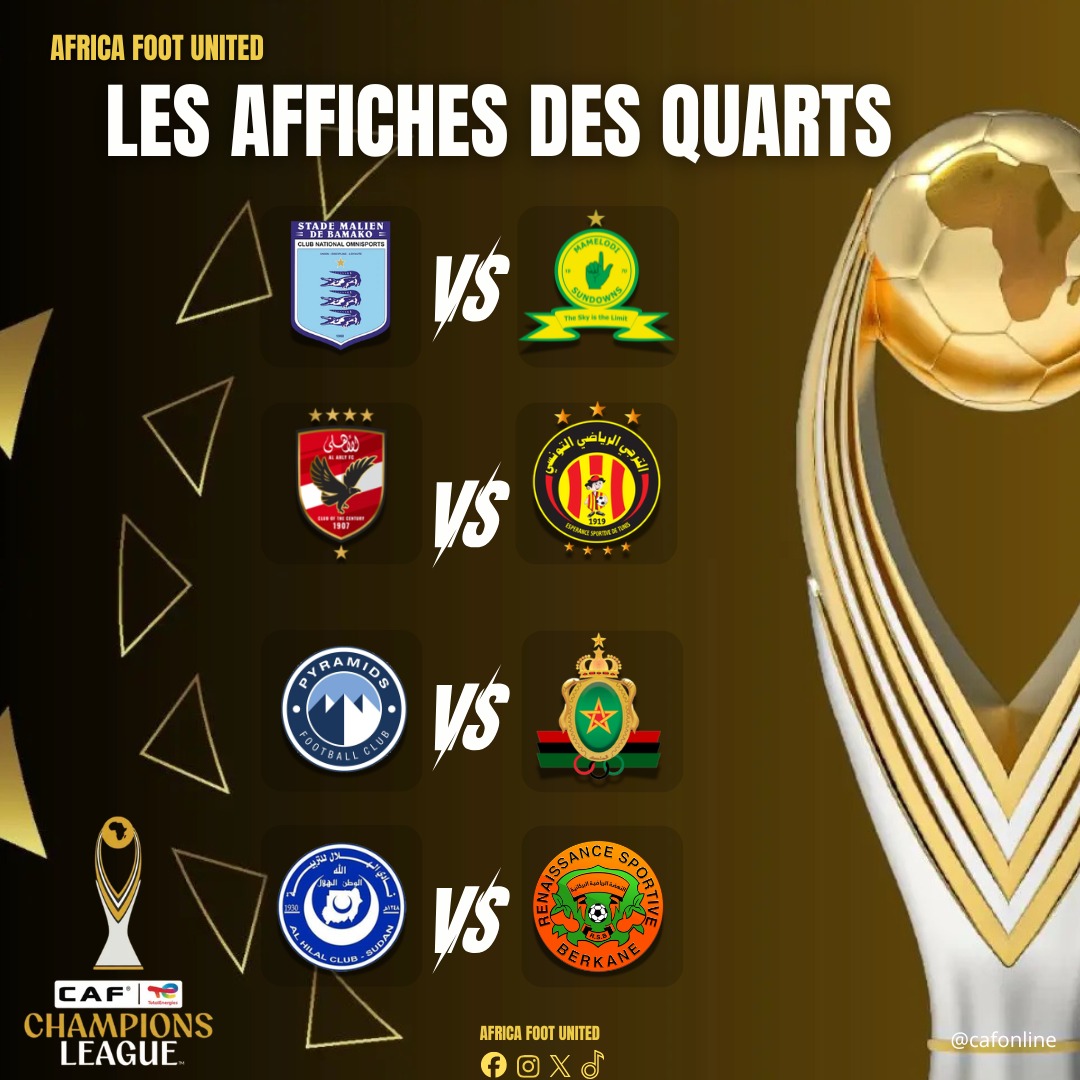 africafootutd's tweet image. #LDCCAF 🏆 : Les affiches des quarts de finale ⚽🔥🤯