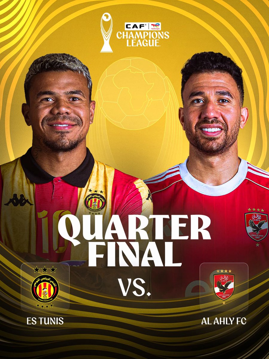 StreetFo0t's tweet photo. Ligue des champions CAF. 

Quart de finale @ESTunis1919 🆚 @AlAhly 

Que pensez-vous ?

#CAFCL. #Tunisie #Égypte https://t.co/0K17UKiFXB