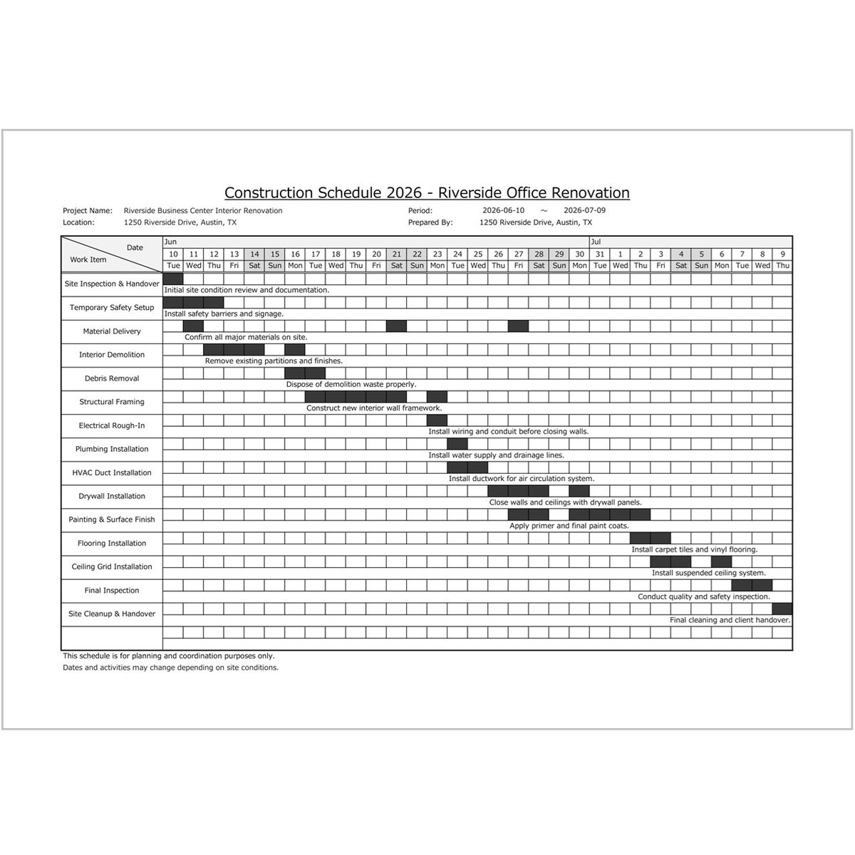 excelNext01's tweet photo. Monthly Construction Schedule Template (Excel) – Printable Daily Work Process Sheet
Printable one-page daily work process sheet for construction, renovation, events, and project planning. Automatic date update and weekend highlighting included.
https://t.co/D7SYStlglC https://t.co/1TXvMqTsZY