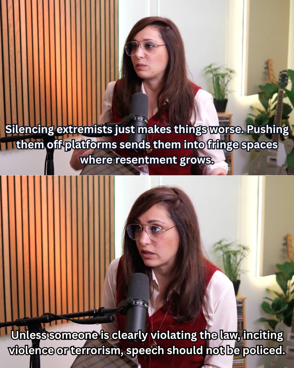 eylonpodcast's tweet photo. Censorship and deplatforming often backfire. Silencing extremists doesn’t eliminate antisemitism, it pushes it into darker corners of the internet.

🎙️@RheaKarys on why current strategies are backfiring, on @eylontherecord 
Catch the full episode wherever you get your podcasts. https://t.co/lza2ZrL3Bs