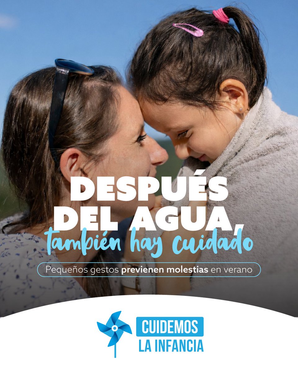 ☀️ En verano aumentan las molestias por humedad, como otitis, hongos o infecciones:
• Secar bien oídos y pies
• Cambiar traje de baño mojado
• No introducir objetos en los oídos
El cuidado cotidiano también previene problemas de salud. 🩵
#CuidemosLaInfancia