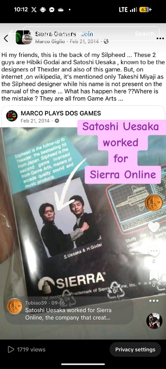 tubiao57's tweet photo. The official Buckazoids community @BuckazoidsWorld has never claimed that Satoshi Uesaka and Rodney Nakamoto worked on Space Quest, although there was some initial confusion when this information first surfaced, which the community has clarified over time. Uesaka and Rodney did work for or with Sierra Online; there is verifiable data on that.

Regarding Hal Finney being a consultant on Space Quest, there is no real confirmation. The only thing the community has is a screenshot from the official Facebook page of Colossal Cave, a game by Sierra Online founders Ken and Roberta Williams, which stated that Hal Finney was a secret member of The Two Guys from Andromeda. That comment was on their Facebook page for a month in response to a Buckazoids community member, then they deleted it. I was there and saw it.