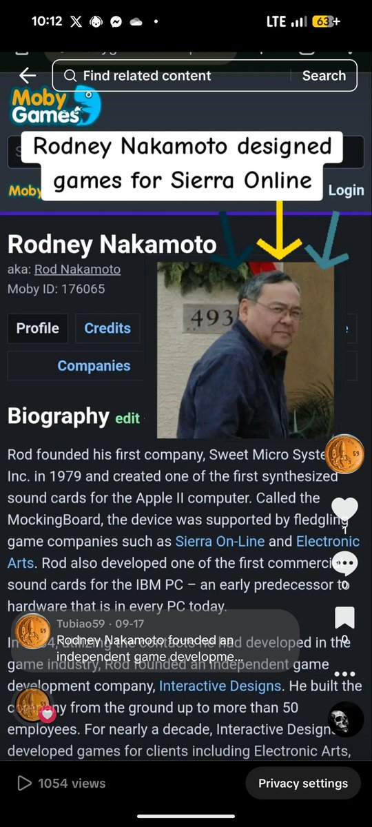 tubiao57's tweet photo. The official Buckazoids community @BuckazoidsWorld has never claimed that Satoshi Uesaka and Rodney Nakamoto worked on Space Quest, although there was some initial confusion when this information first surfaced, which the community has clarified over time. Uesaka and Rodney did work for or with Sierra Online; there is verifiable data on that.

Regarding Hal Finney being a consultant on Space Quest, there is no real confirmation. The only thing the community has is a screenshot from the official Facebook page of Colossal Cave, a game by Sierra Online founders Ken and Roberta Williams, which stated that Hal Finney was a secret member of The Two Guys from Andromeda. That comment was on their Facebook page for a month in response to a Buckazoids community member, then they deleted it. I was there and saw it.
