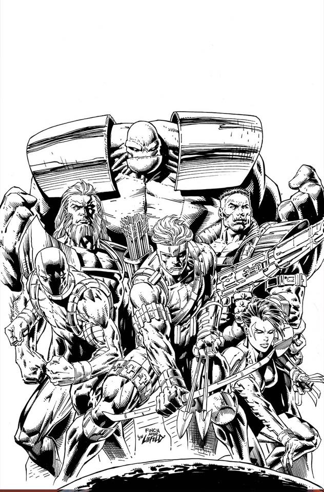 RobMessick's tweet photo. What's cooler than a Dave Finch Youngblood cover???? Getting to see Rob Liefeld ink that cover!!! Great variant for this first issue back in 2017.
Youngblood created by @robertliefeld
@ImageComics #DaveFinch #JimTowe @chadbowers
#Shaft #Badrock #Diehard #Combat #Chapel #Vogue https://t.co/J43QN8efv6