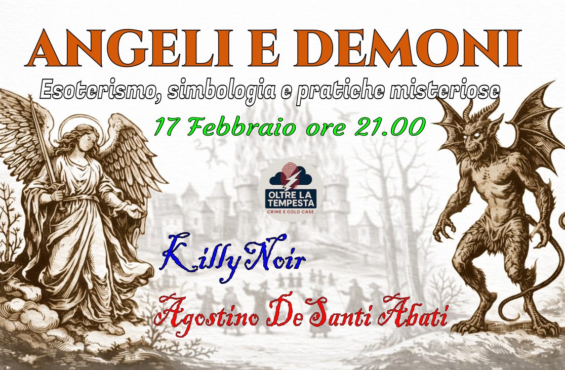 Stasera ore 21.00 bella diretta parleremo di #esoterismo con KillyNoir ed Agostino De Santi Abati. Angeli e Demoni! e tu da che parte stai?

youtube.com/watch?v=KRNs_I…