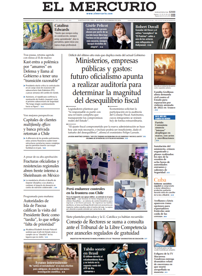 ClapesUC's tweet photo. [PORTADA @__elmercurio] "El preocupante deterioro fiscal de Chile".

En su columna, nuestro director @felipelarrain advirtió sobre el deterioro fiscal en Chile, destacando la necesidad urgente de un ajuste fiscal significativo. Criticó el incumplimiento de las metas fiscales y la sobreestimación de #ingresos, instando al nuevo #gobierno a revisar las #finanzas públicas y establecer metas realistas y exigentes para recuperar la credibilidad fiscal.

Columna completa aquí 👇
https://t.co/IPsEpVjEdG