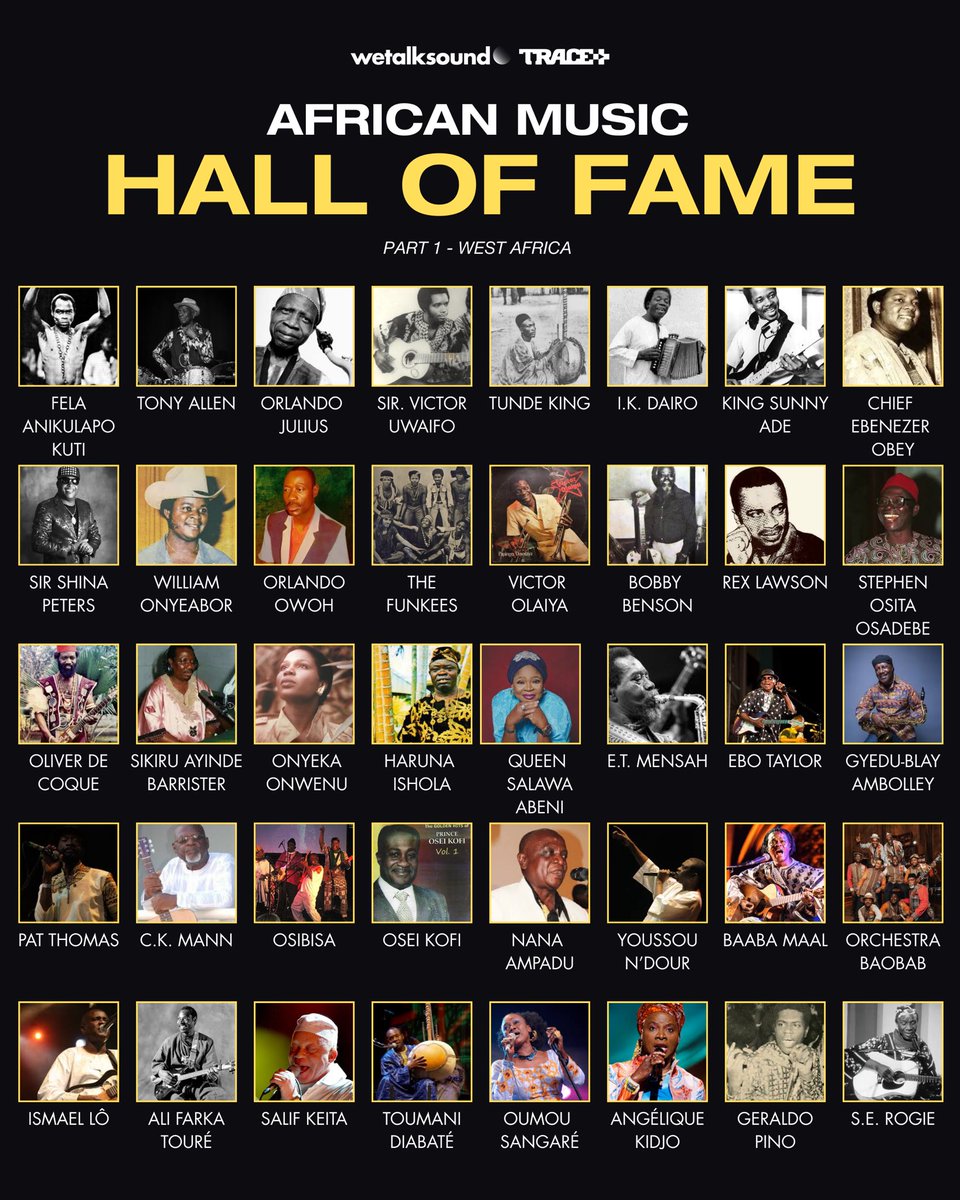 African Music Hall of Fame (West Africa)

Who else should be on this list?