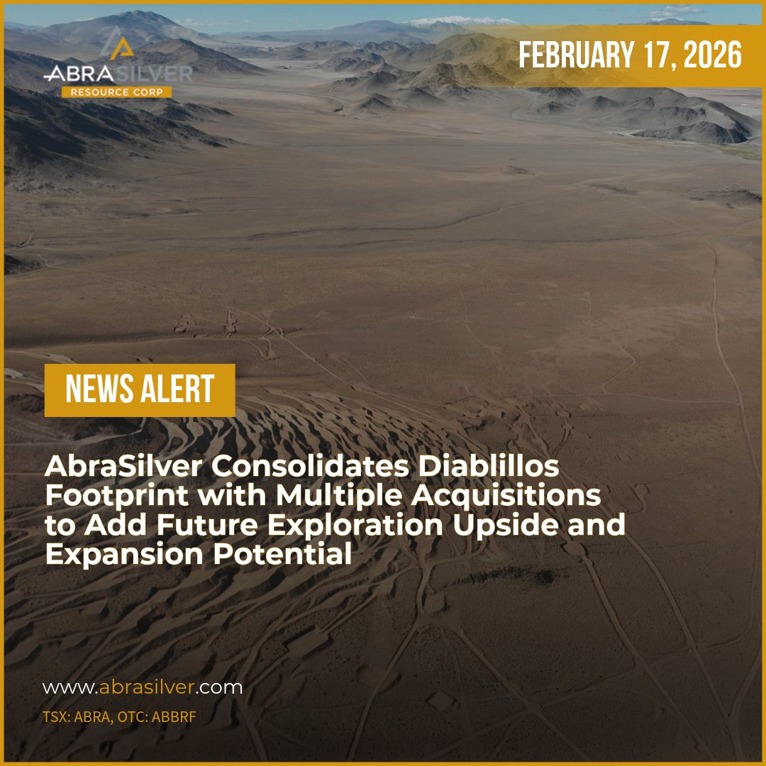 AbraSilver's tweet photo. 🗞️PRESSS RELEASE!

AbraSilver Consolidates Diablillos Footprint with Multiple Acquisitions to Add Future Exploration Upside and Expansion Potential

“These strategic acquisitions represent a proactive step in de-risking and enhancing the long-term value of the Diablillos district. By expanding our land position and securing essential infrastructure rights now, we are providing the Company with the flexibility and optionality required to scale the Project well beyond the base-case parameters of our upcoming Definitive Feasibility Study, including life of mine extension and throughput expansion.”

Read more: https://t.co/dGloKwSRTf

$abra $ABRA.TO #silver #preciousmetals #commodities #argentina