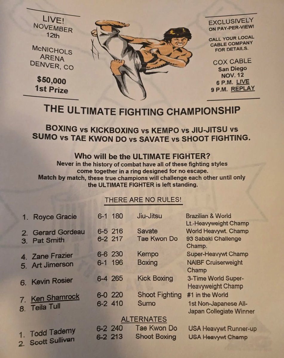 The First Ever UFC Card😮