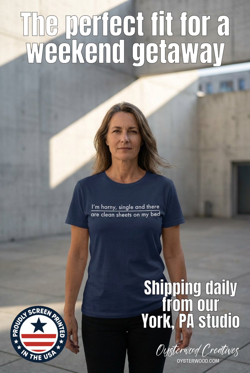 Oysterwood_'s tweet image. Brutalist backdrop, zero filter. Soft 100% cotton, hand-printed in York, PA—fits relaxed, feels broken-in. For weekends out. $21.95 #GraphicTee #HandPrinted #ComfortColors

Shop here:  oysterwood.com/product/horny-…