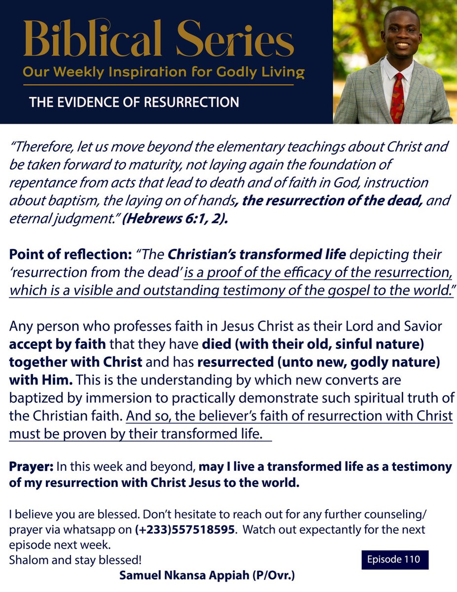 AppiahNkansa's tweet photo. New Episode Alert!!!

#Episode110
#TheEvidenceofResurrection
#BiblicalSeries
#PossessingTheNations
#IAmAnAgentOfTransformation
#GloryToJesus(GTJ) https://t.co/VKv6EZbicW