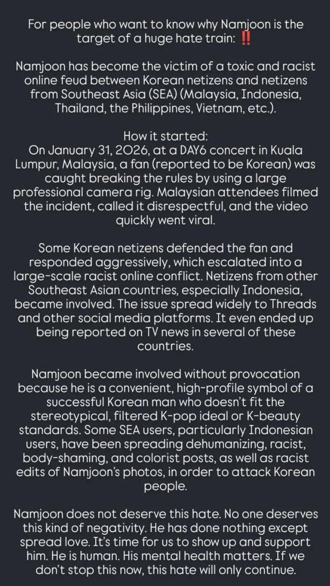 Monika695725's tweet photo. ARMY‼️
RM is involved in SEA racist war &amp; is target of huge dehumanizing hate. Help to protect him &amp; clean TL by trending tags. 
WE LOVE YOU RM
ARMY ALWAYS PROTECT RM
PURPLE RIBBON FOR RM
DEAR RM YOU ARE LOVED
#ArmyStandWithRM
#ShieldNamjoonWithLove
#PurpleRibbonForRM https://t.co/E2vPVkcfkk