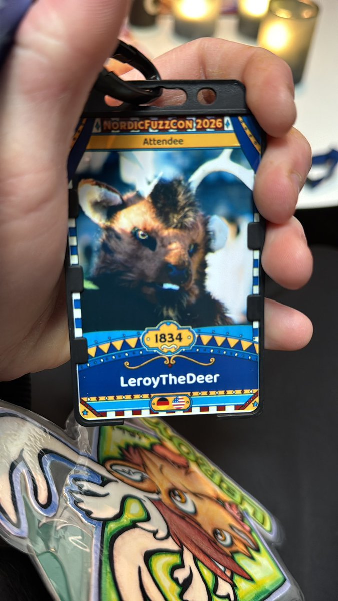 DeerLeroy's tweet photo. I am now here in nfc if you want to see me to take pictures, hug me, or say hi, I'm here :) #NordicFuzzCon #NFC2026 https://t.co/q7wMbeBMfy