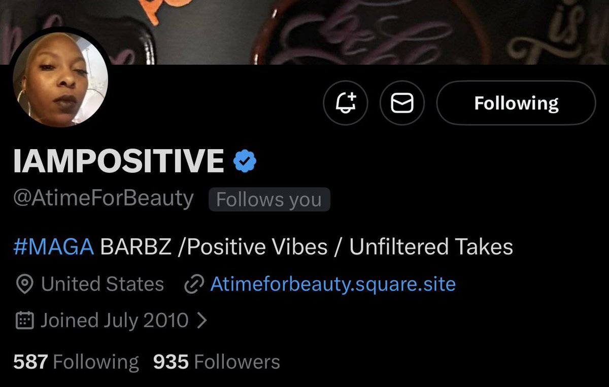 This MAGA Barbz Patriot needs our help!

I know we can boost <a href="/AtimeForBeauty/">IAMPOSITIVE</a> to 1K followers 😂