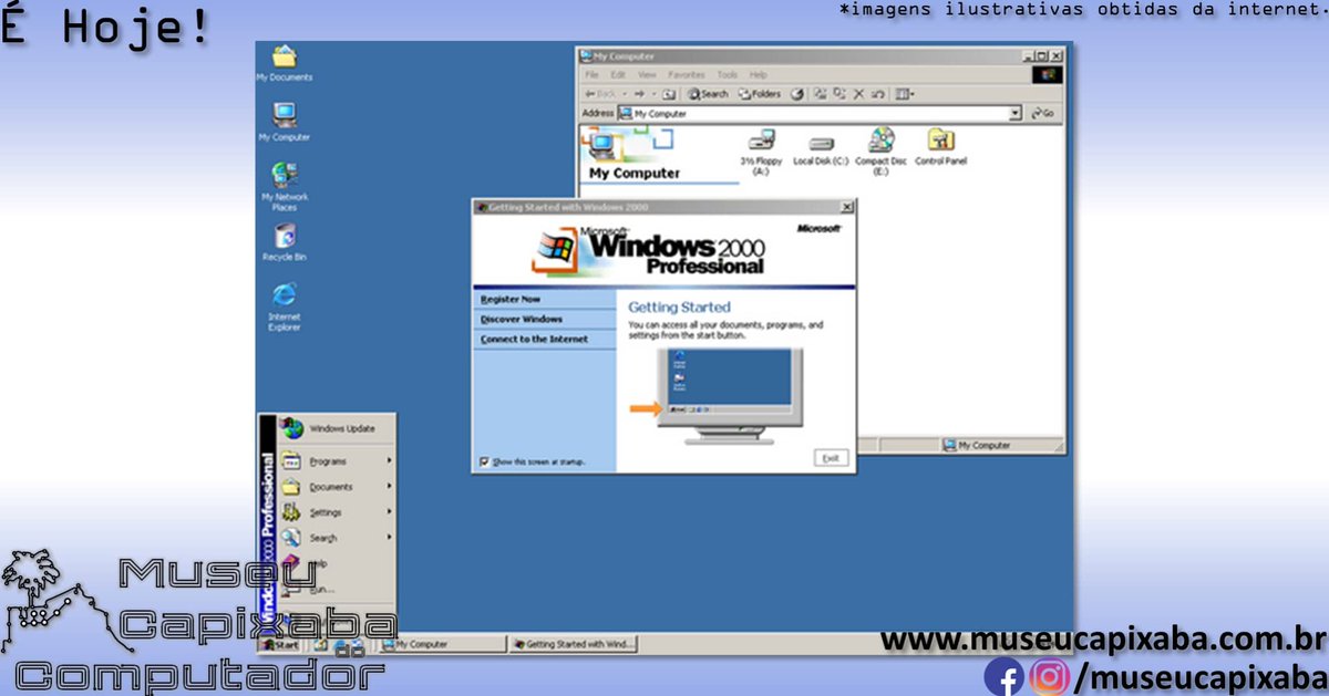 museucapixaba's tweet photo. É hoje! O sistema operacional Microsoft Windows 2000 de 2000.

+em https://t.co/7mTDW9w9iQ

#MuseuCapixaba #mcc #éhoje #museu #OnThisDay #tecnologia #Microsoft #Windows #Windows2000 #ActiveDirectory #DFS #LDAP #MMC #DECAlpha #PowerPC #Windows98 #WindowsME #WindowsNT #WindowsXP https://t.co/fAYFwhPEhE