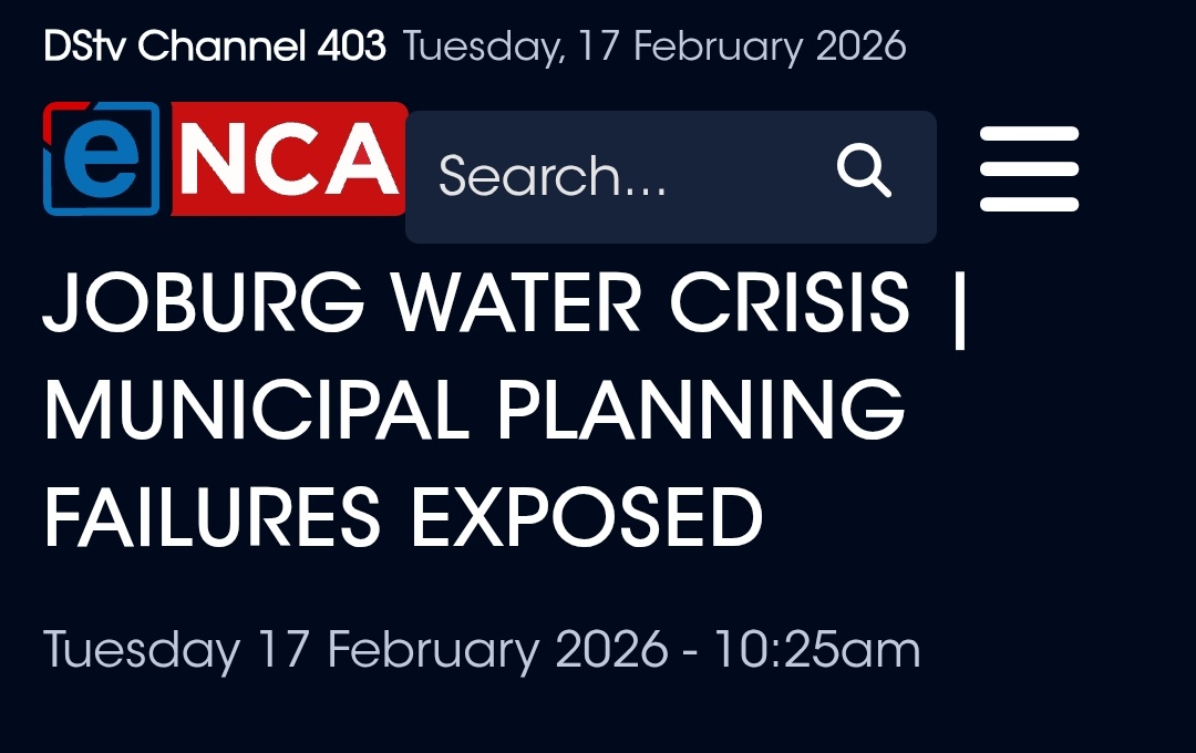 Johannesburg water crisis: It is now being reported that Johannesburg's entire 12 000 kilometer water infrastructure network is in urgent need of replacing.

This is like never servicing your car and driving it until it breaks, but on a metropolitan administrative scale.