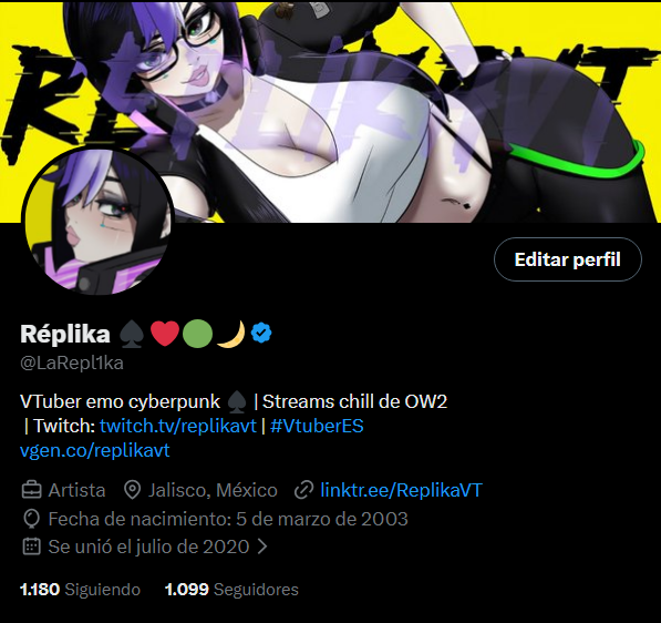 LaRepl1ka's tweet photo. Estoy a una persona de llegar a los 1100 seguidores. Con lo que rompería mi record de followers historico, la neta me daria mucha ilusión poder romperlo. 

A su vez en twitch me faltan 5 para llegar a 1800. Mi meta este año en twitch es poder alcanzar los 2000 seguidores, espero poder hacerlo. Ya sé que no te importa pero pues a mí si :c