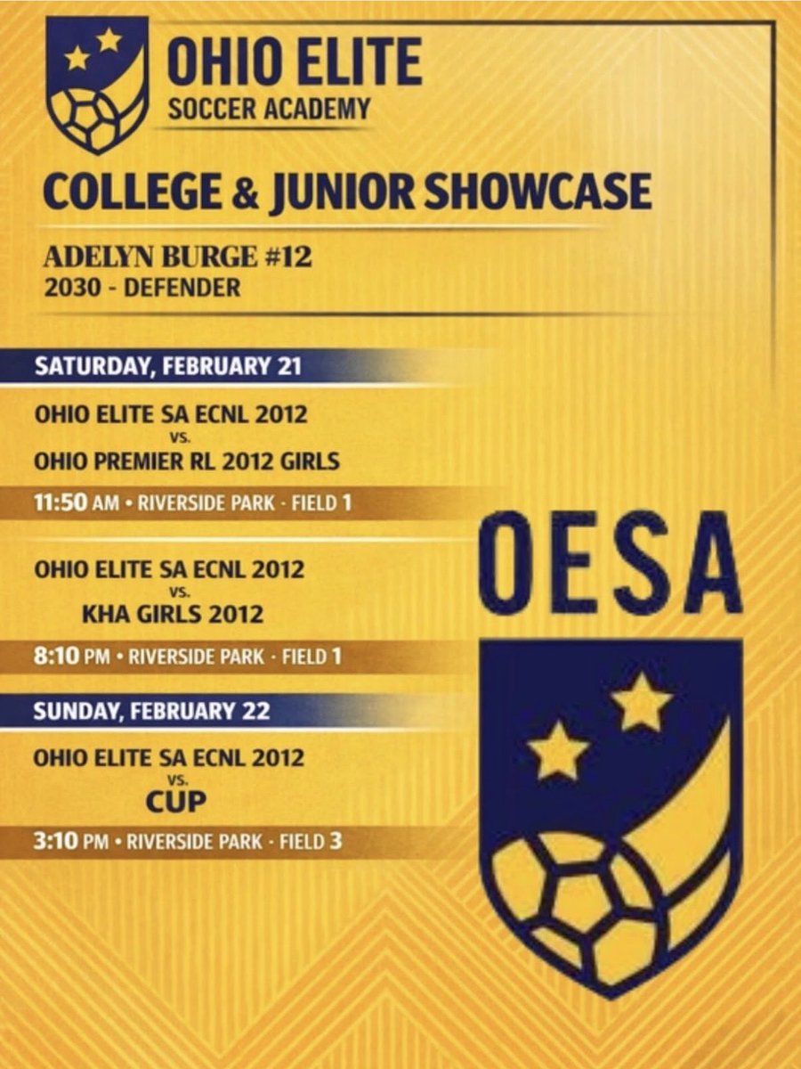 AdelynBurge's tweet photo. Super excited to get the spring season started this weekend in Cincinnati! See our schedule below. My super talented teammates would love to see you as well! @ECNLgirls @ImYouthSoccer @TheSoccerWire @TopDrawerSoccer https://t.co/jmfWMvd0J6