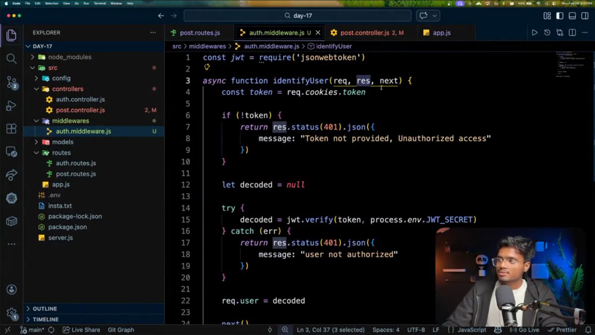 NikhilGupta6656's tweet photo. Day 129 🚀
Learned about Middlewares and Edge Collections today 💻
Understanding backend flow and data relationships better step by step.

Learned from Ankur Bhaiya
Sheriyansh Coding School

#Day129 #BackendDev #Middleware #WebDevelopment #CodingJourney https://t.co/yQjLPzDgh9