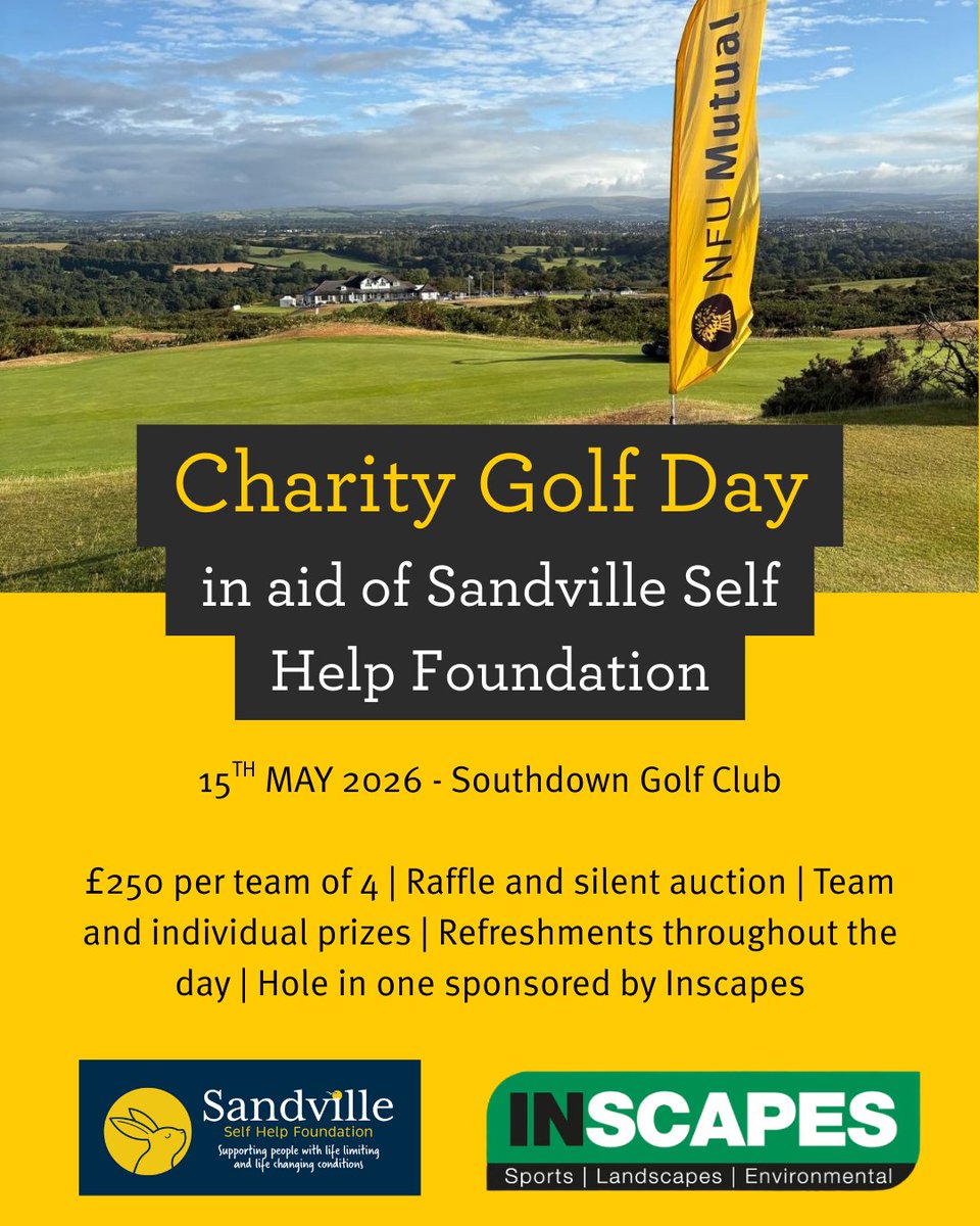NFUM_Bridgend's tweet photo. It’s that time of year again—our Annual Charity Golf Day in support of the @SandvilleSelfHelpFoundation  is fast approaching! ⛳

To enter your team or sponsor a hole, please contact Joanna_Lucas@NFUMutual.co.uk or call 01656 653111.

#SandvilleSelfHelpFoundation #CharityGolfDay https://t.co/YL5cOzgOgz