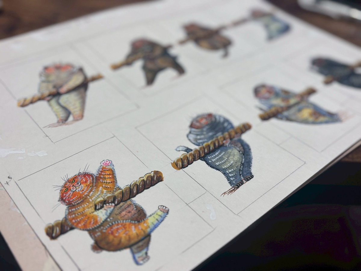 個展準備〜
⁡
何ができるでしょう？
⁡
ねこのきたむら個展は
いよいよ今週木曜日から開催です🚩
⁡
🟡ねこのきたむら個展
2/19(木)-3/1(日)
(休廊日：24日(火),25日(水))
11:00〜17:00
HOW HOUSE EAST 1F gallery-G
⁡
スタッフM
⁡
#ねこにかかれば #ねこのきたむら #個展