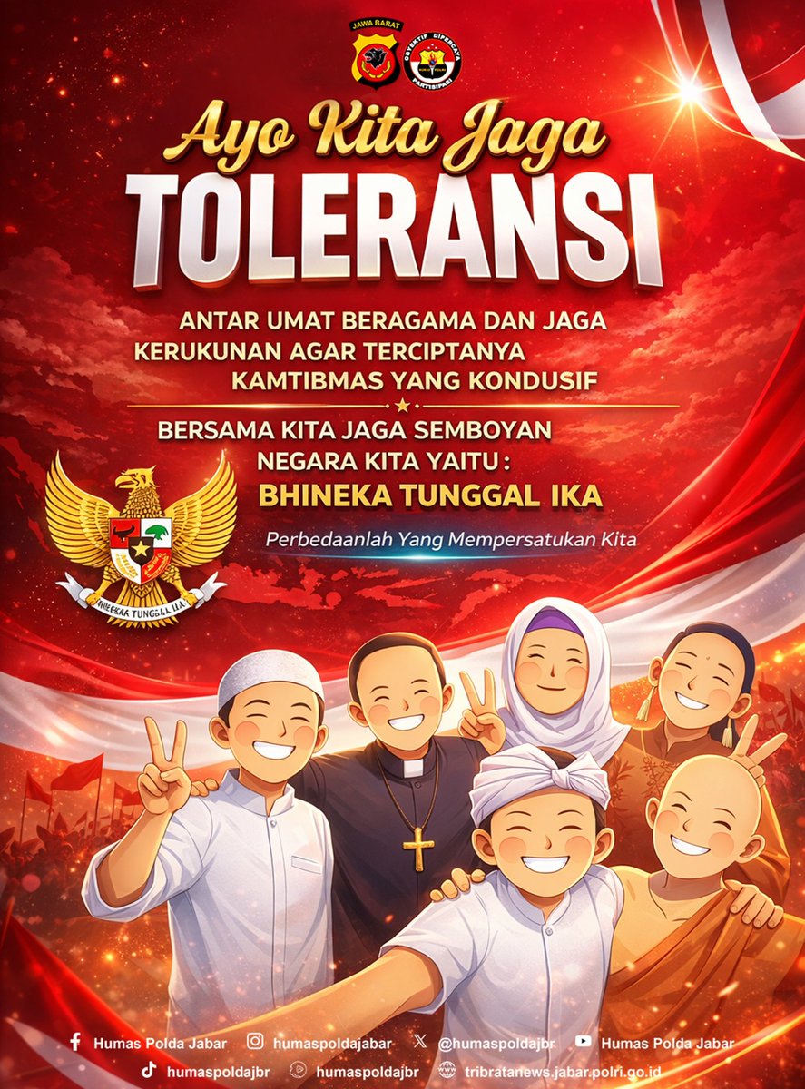 ✨ Ayo Kita Jaga Toleransi! ✨

Di tengah keberagaman suku, agama, dan budaya yang mewarnai Indonesia 🇮🇩, toleransi adalah jembatan yang menyatukan kita semua. Perbedaan bukanlah alasan untuk terpecah, melainkan kekuatan untuk saling melengkapi.