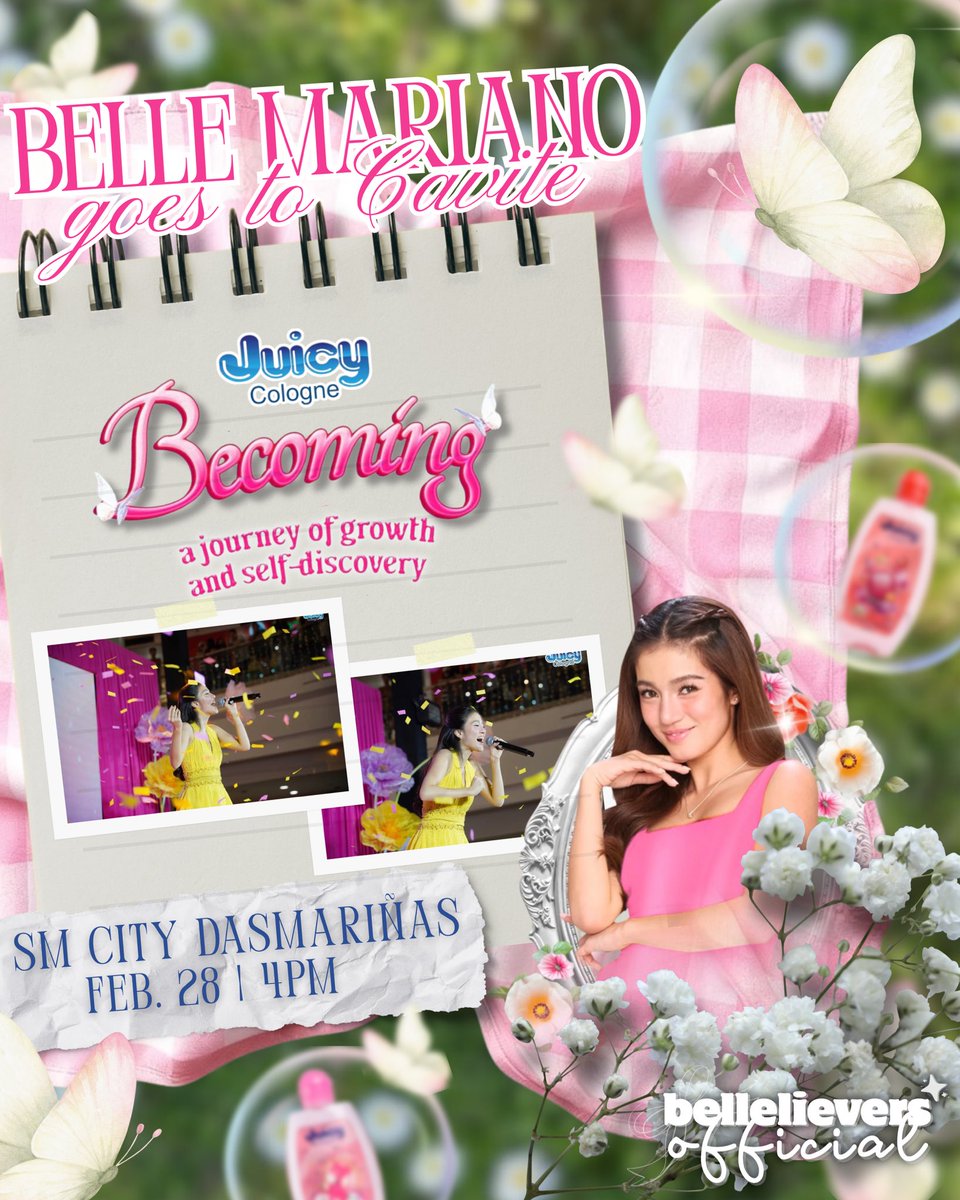 bellelieversofc's tweet image. This time for real ✨ 
Postponed once, but never forgotten. Belle is finally heading to Cavite for the Juicy Cologne Women Empowerment Event! 💖

📍 SM City Dasmariñas 📅 February 28 | 4PM Activities kick off at 10AM

See you there, Bellelievers!
#BelleMarianoXJuicyCologne