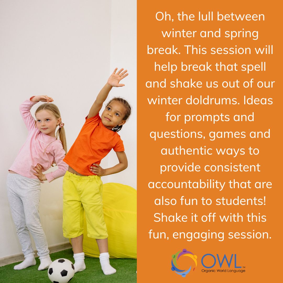 OWLanguage's tweet photo. Tomorrow: Winter Blues Engagement Strategies! This session will help break that spell and shake us out of our winter doldrums. Ideas for prompts and questions, games and authentic ways to provide consistent accountability that are also fun! 

https://t.co/jA3U9V0obQ https://t.co/J6Paouhul4