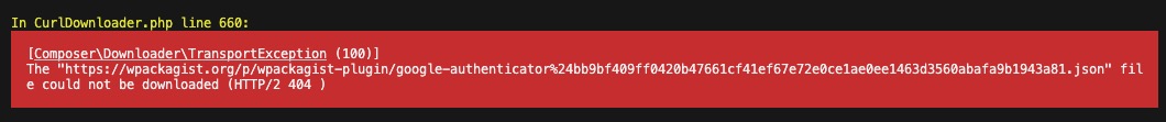 NecessaryEvilCP's tweet photo. @wpackagist Hi - I'm getting 404s for all packages while running a composer update at the moment. Is there a problem? https://t.co/pOTpdTON94