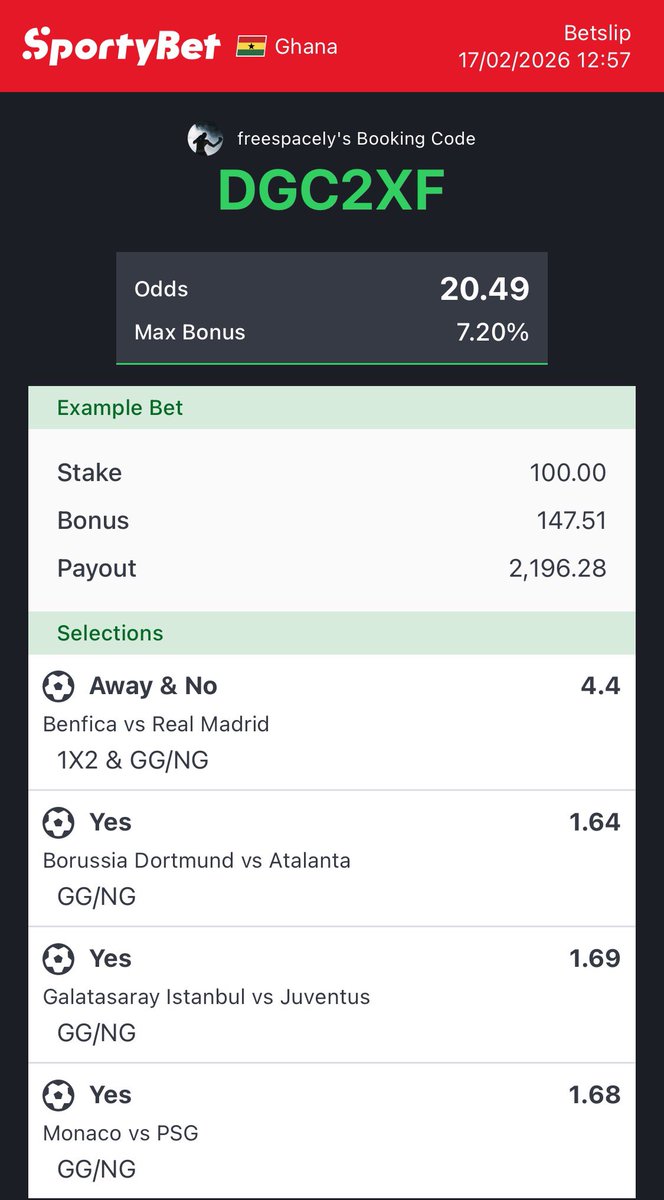 freespacely's tweet image. BANGER ODDS🔥

DGC2XF

sportybet
