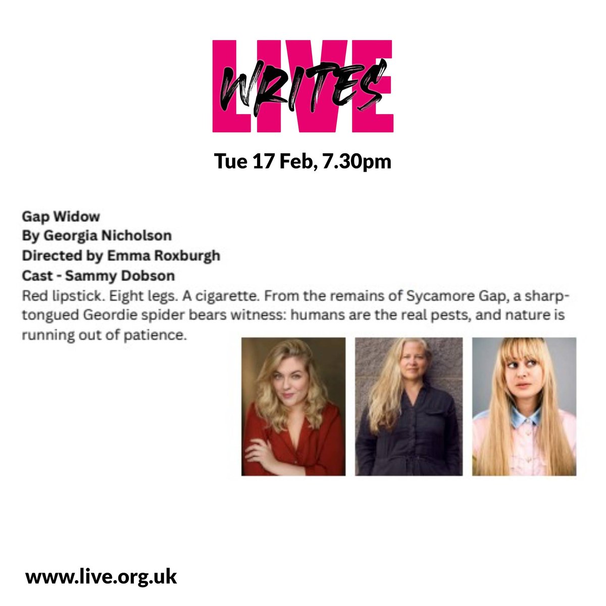 LiveTheatre's tweet photo. Audiences are in for a treat tonight Tue 17 Feb, 7.30pm as we showcase four new short plays in #LiveWrites
Come see a wealth of talent with all writers, directors & actors selected from open call outs.  Check out the pics to find out more about the plays & then book your tickets & find out about all the creatives at https://t.co/6qbb1HG7sg
Plus don't forget for the writers out  there @bottc are holding a Playwrights Masterclass before Live Writes 5 - 6.30pm (must book).