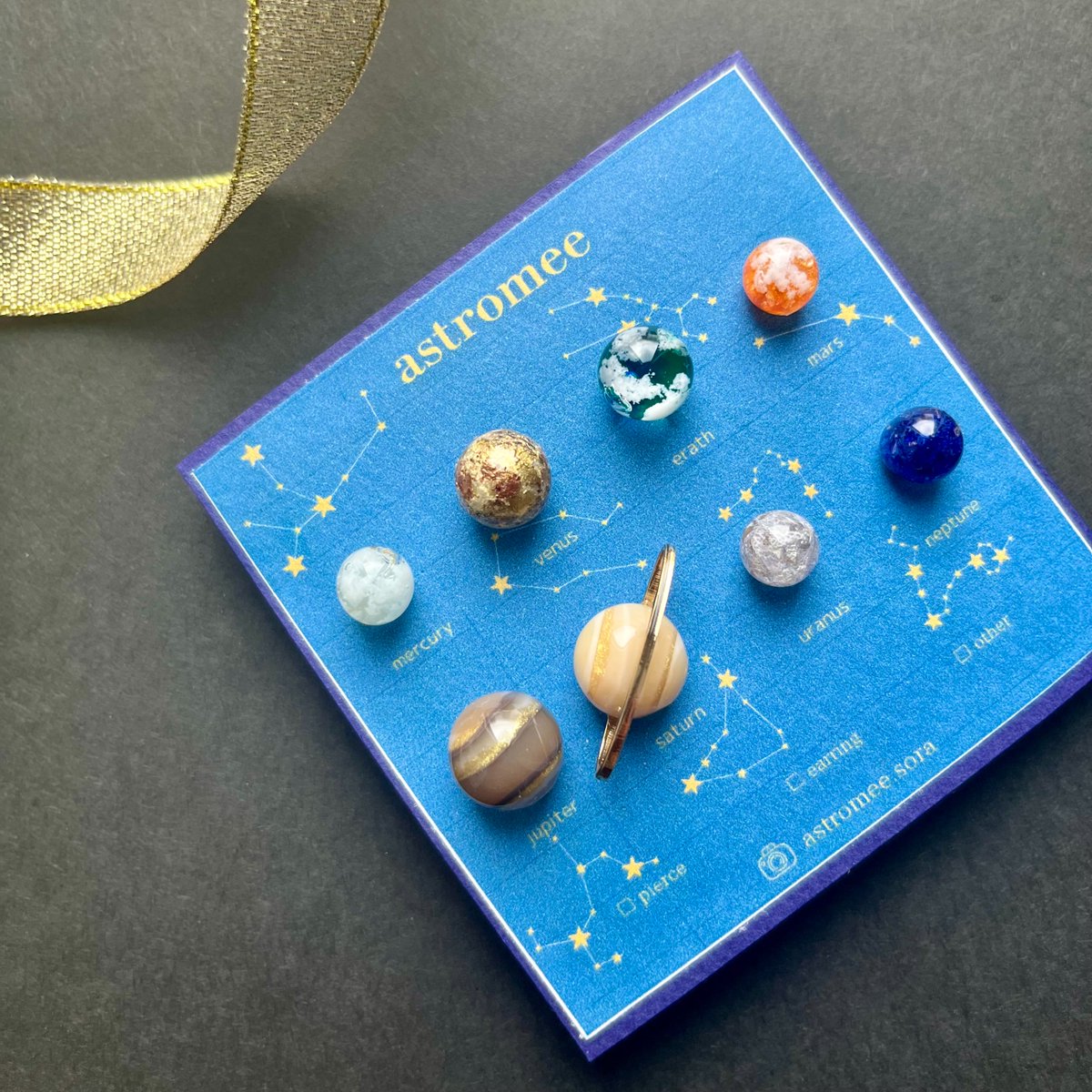 ✨新作🐈 惑星標本ピアス/イヤリング8個セット 惑星リング My Planet