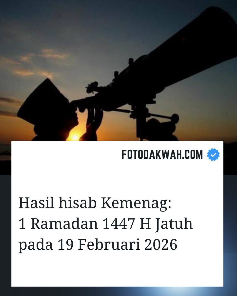 Breaking news, Hasil sidang isbat pemerintah puasa 1 Ramadhan jatuh pada Kamis, 19 Februari 2026.