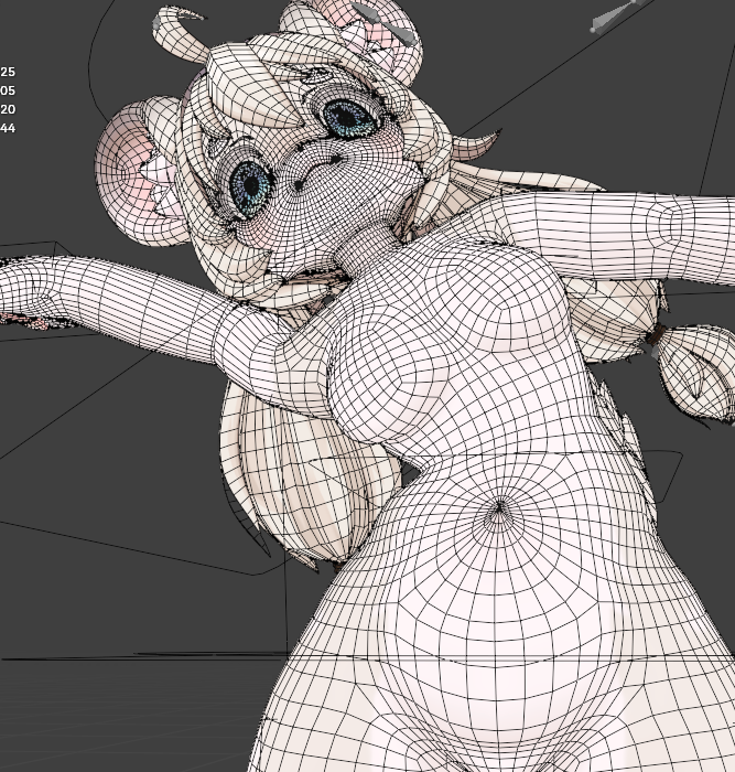 体のボーンウェイト終わり
残っている調整点

髪の毛
手
服

PSDデータ整理

これらが終われば、シェイプキーに入れる。