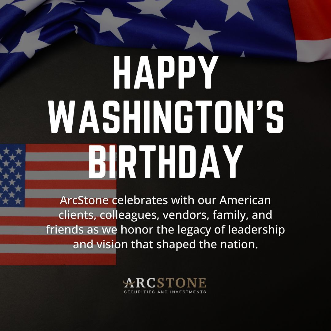 Happy Washington’s Birthday to our #American clients, colleagues, and friends! 🇺🇸 
Today, ArcStone honors the spirit of leadership and the vision that shaped the nation’s future. 
👉  Let’s connect and continue building toward a bright future together.
#WashingtonsBirthday