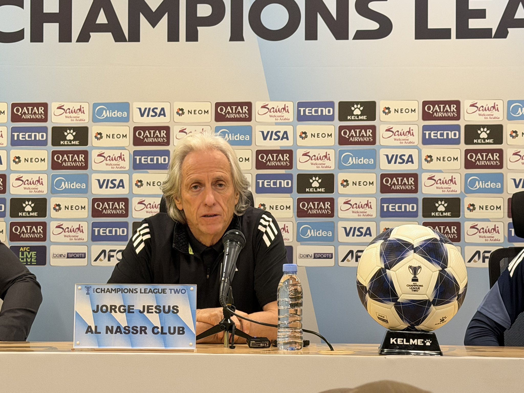 خورخي خيسوس مدرب فريق النصر في المؤتمر الصحافي:- - مباراة أركاداغ الأولى فزنا ولكن الخصم سيؤمن حضوره, ولكننا مصرين على الفوز وتحقيق دوري أبطال آسيا 2 