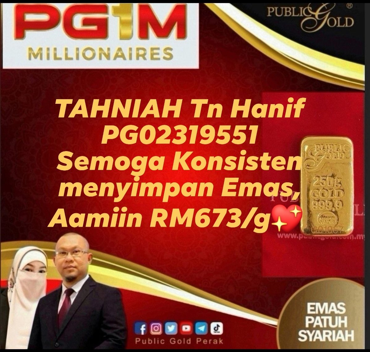 ZulkifliJamil's tweet photo. Alhamdulillah
SELAMAT DATANG PENYIMPAN BARU🎊 
🎉 Kejayaan bukan kerja sehari dua,
🎉 Tetapi rutin bertahun2 lamanya.
🎉 Emas sebagai dana dihari Tua,
🎉 Nilai duit bukan pada kertasnya.

https://t.co/RIBpClj6Fi

Sebarang pertanyaan 
https://t.co/j9rwgF72qA https://t.co/IFa1mBpO4b