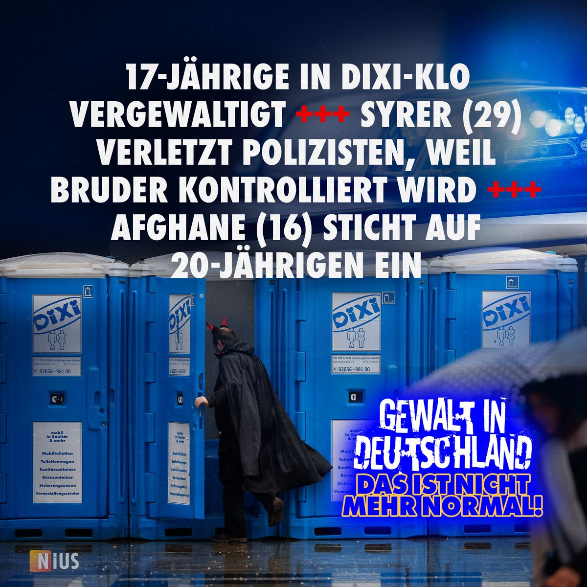 niusde_'s tweet image. Messerübergriffe, Vergewaltigungen und Tötungsdelikte sind inzwischen trauriger Alltag in Deutschland. NIUS dokumentiert den Wahnsinn, der sich in deutschen Städten abspielt, in einem ständig aktualisierten Protokoll. nius.de/kriminalitaet/…