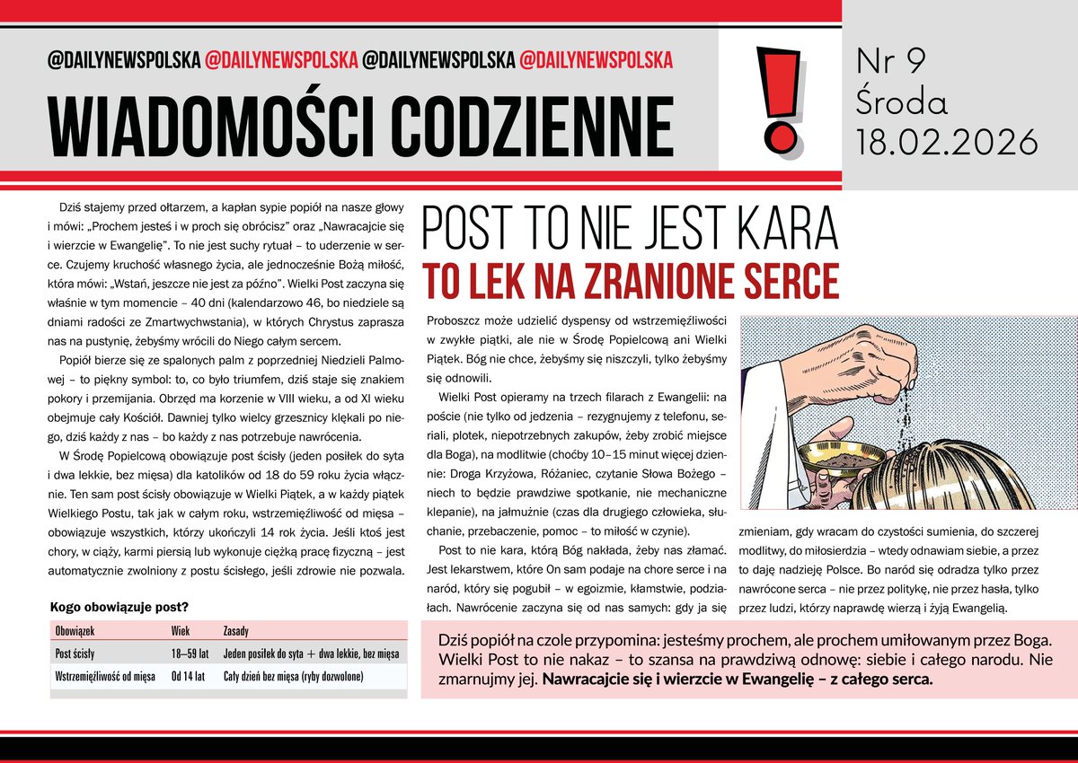 Dzisiaj zapewne kapłan posypie Ci głowę popiołem i usłyszysz, że „Prochem jesteś i w proch się obrócisz”. Od tego momentu poczujesz całym sobą, że zmienia się czas, że zmienia się rzeczywistość. Koniec z zabawami, głupotami i bylejactwem zimnego katolika. Nastał Wielki Post,