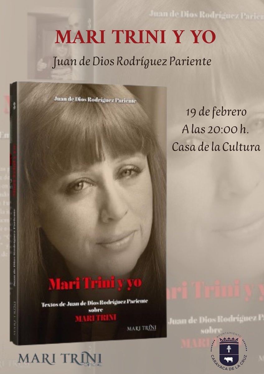 AytodeCaravaca's tweet photo. ‘Mari Trini y yo’ 🎙 Os invitamos a participar este jueves en la presentación de este libro obra de Juan de Dios Rodríguez, dedicado a la célebre artista Mari Trini, cuya infancia y adolescencia estuvo estrechamente ligada a #Caravaca y, especialmente, a la pedanía de #Singla. https://t.co/SqvkwTVWew