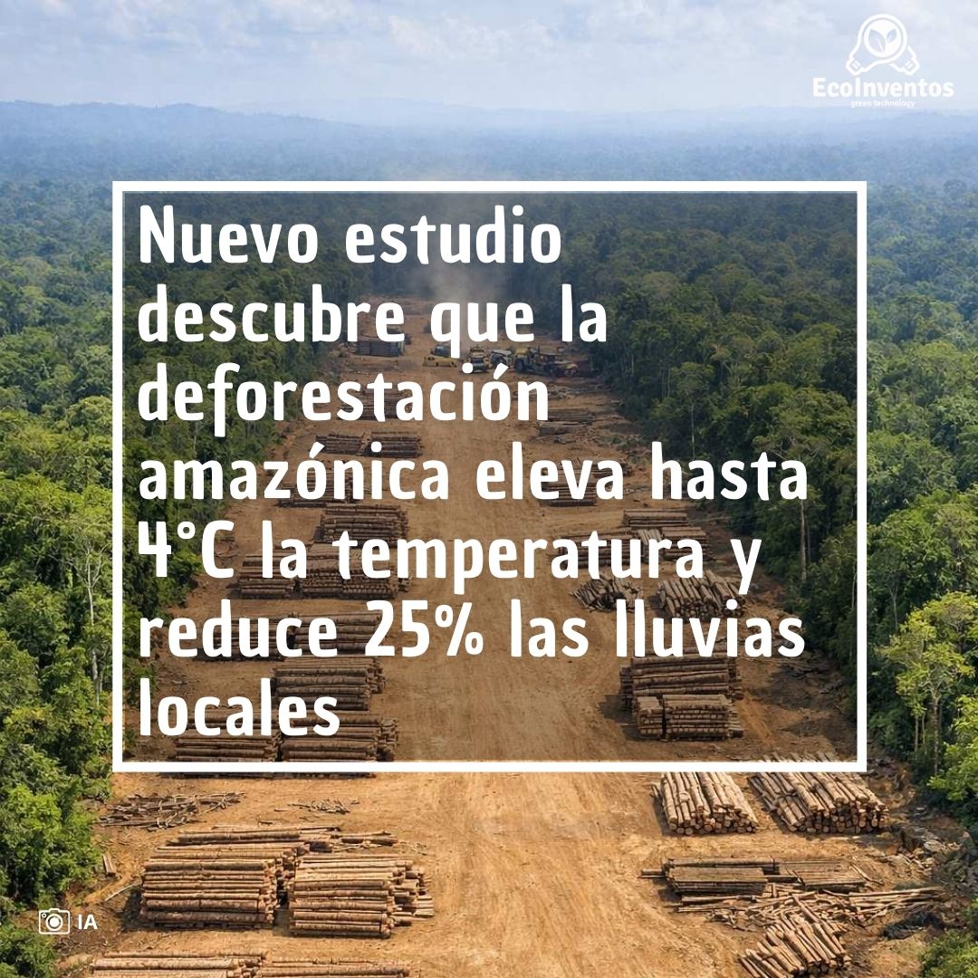 Nuevo estudio descubre que la deforestación amazónica eleva hasta 4°C la temperatura y reduce 25% las lluvias locales.

ecoinventos.com/nuevo-estudio-…