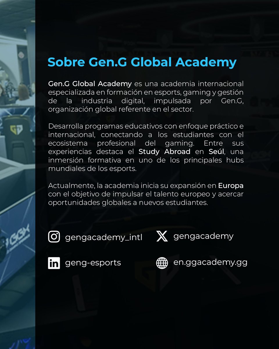 ulpugr's tweet photo. ¡Segundo patrocinador confirmado!
Nos hace especial ilusión anunciar a Gen.G Global Academy como patrocinador de rango Diamante en esta 8ª edición de la UGR LAN Party. Efectivamente, la academia del legendario equipo Gen.G eSports.
#ulp #ugrlanparty #gengesports #sponsor #ugr https://t.co/UNi36xzZS9
