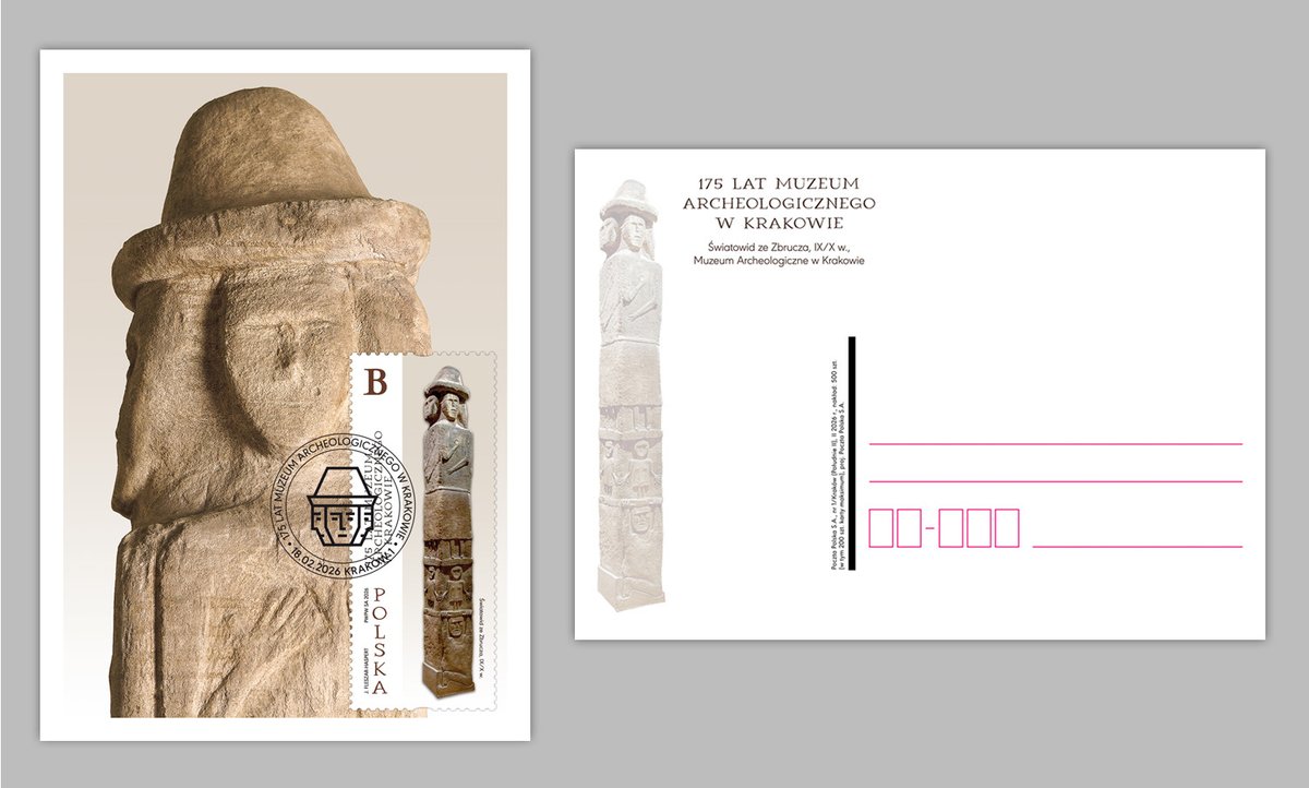 🏛 „175 lat Muzeum Archeologicznego w Krakowie”

Emisja upamiętniająca jubileusz jednego z najstarszych muzeów archeologicznych w Polsce ✨

Na znaczku monumentalny Światowid ze Zbrucza.
Premiera: 18.02.2026

Wydawnictwa powstały we współpracy z Muzeum - dziękujemy i gratulujemy