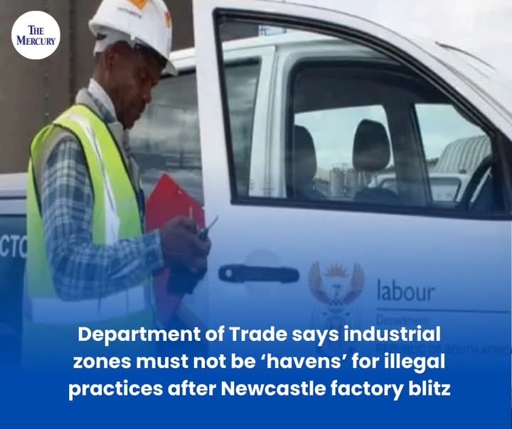 TheMercurySA's tweet photo. In the wake of a factory blitz in Newcastle, the Department of Trade has emphasised that industrial zones must not become safe havens for illegal practices, calling for stricter enforcement and oversight.

Read more: https://t.co/FfBtHgrwce

 #DepartmentOfTrade #IndustrialZones https://t.co/mlJqYxaWl9