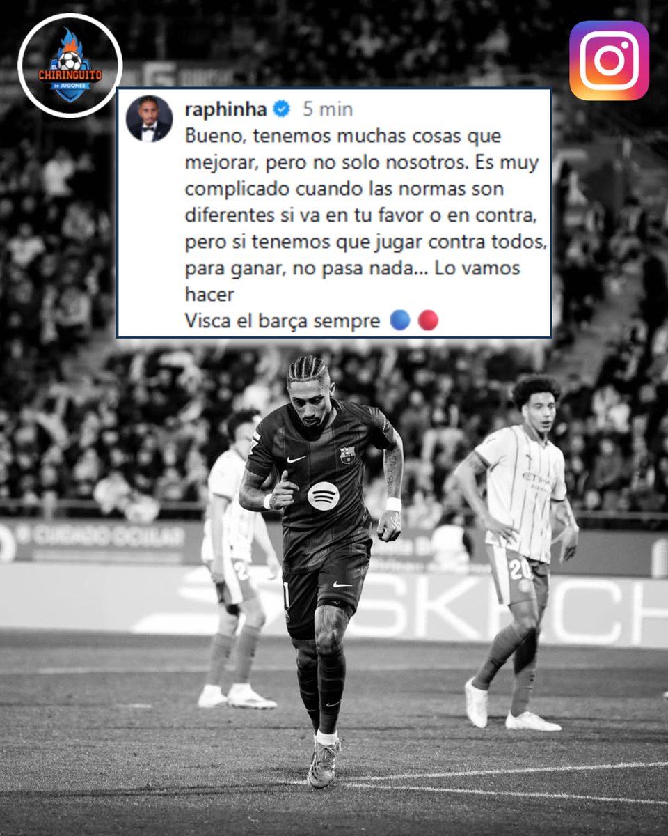 elchiringuitotv's tweet image. 😳 'RAJADA' de RAPHINHA contra el ARBITRAJE tras el partido contra el Girona:

❌ "Es muy complicado cuando las normas son diferentes si va en tu favor o en contra".