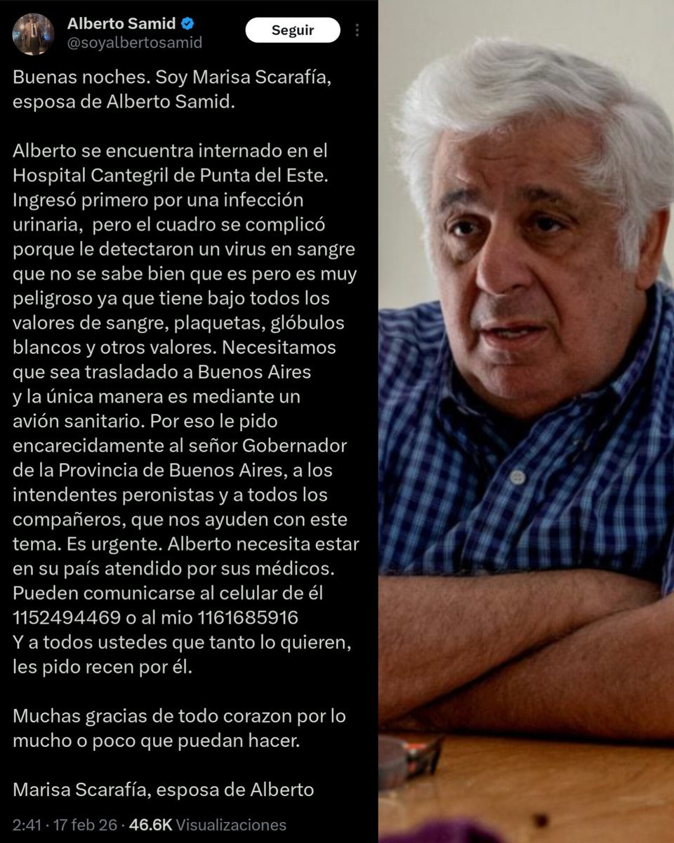 El kukardo de Alberto Samid tuvo un problema de salud en Punta del Este y le manguea al gobernador kukardo Kicillof que lo traslade de forma internacional en avión sanitario provincial pagado con los impuestos que él evadió cuando vendía carne cuatreada

Yo creía que estaba preso