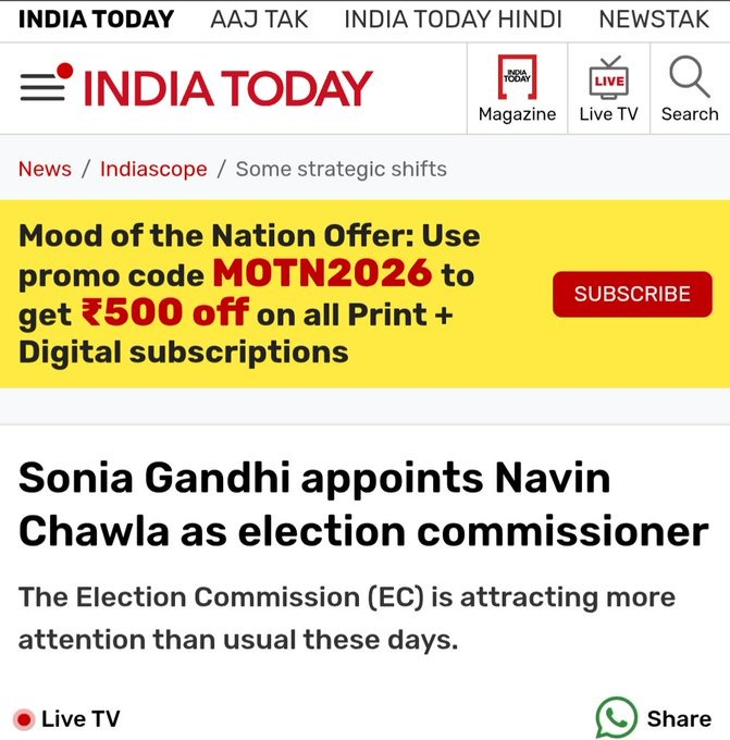 _AMathur's tweet photo. @ShuklaRajiv @ICC @BCCI Same way did anyone ever thought CEC would not be selected by 10 Janpath.

https://t.co/xioso0aHsy 

@IndiaToday https://t.co/2i2wmm1vIB