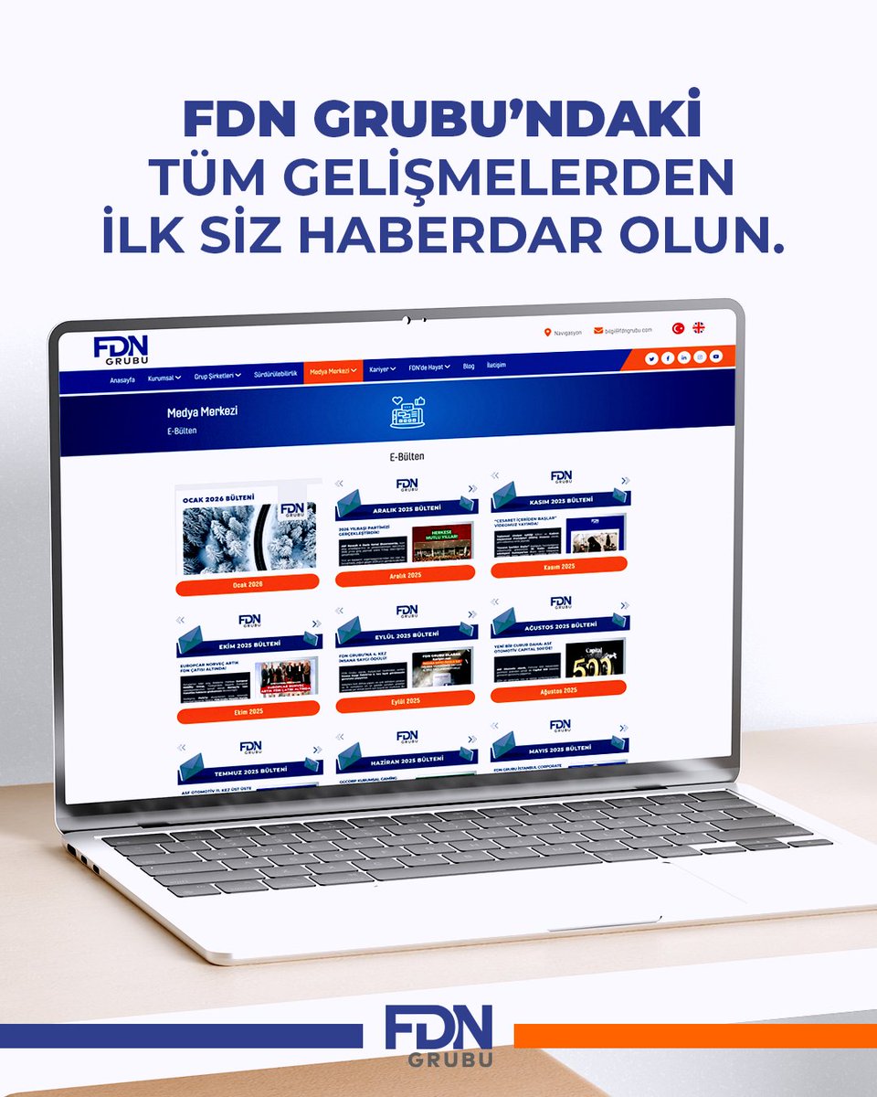 FDN’deki son gelişmeler bir tık uzağınızda. 📲
Siz de her ay güncel olarak gönderdiğimiz e-bültenlerimize web sitemiz üzerinden abone olabilirsiniz. 💻 

#FDNGrubu #EBülten